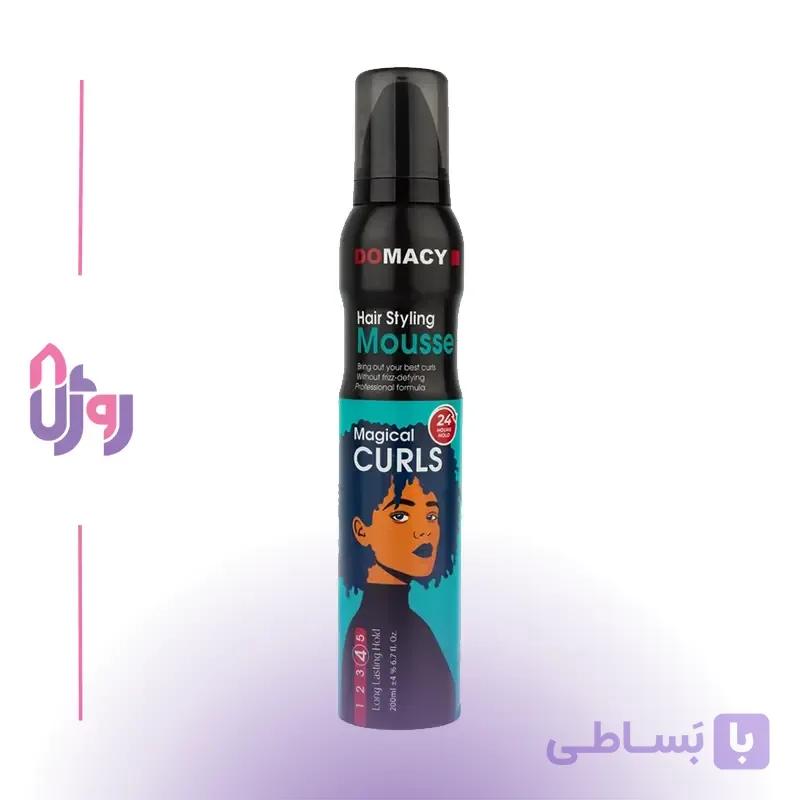 اسپری مو دوماسیDOMACY مدل موس حالت‌دهنده مو Hair Styling Mousse Magical Curls قدرت نگهدارندگی 4 Hold حجم 200 میلی‌لیتر — تصویر 1