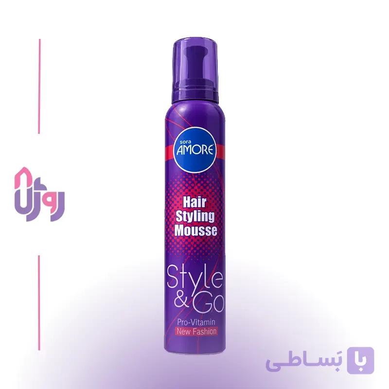 اسپری حالت دهنده مو سورا آمور Sora Amore مدل موس حالت‌دهنده مو New Fashion پرو ویتامین Pro-Vitamin حجم 225 میلی‌لیتر — تصویر 1