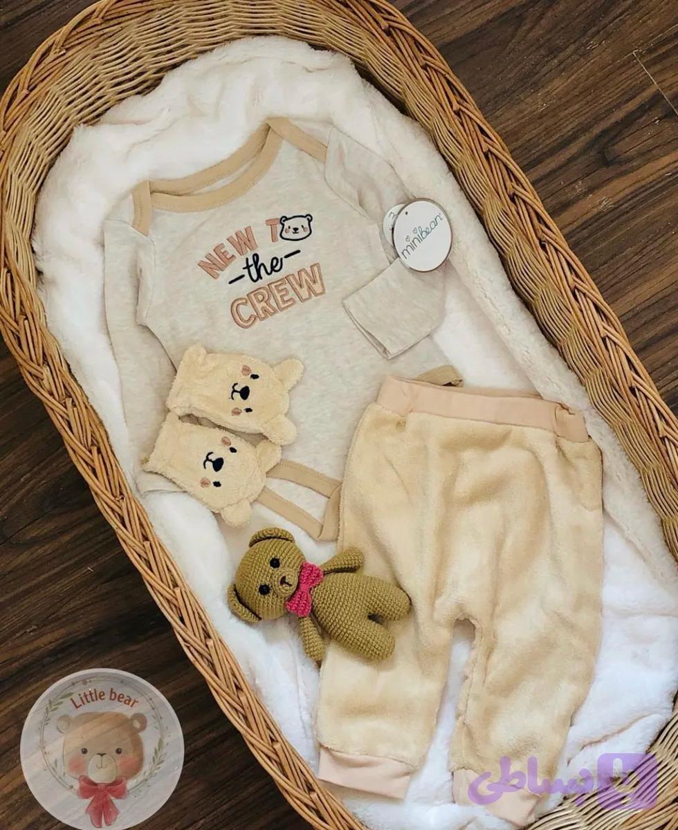 سه تیکه بادی شلوار و دستکش برند Mini Bear کد B218 — تصویر 1