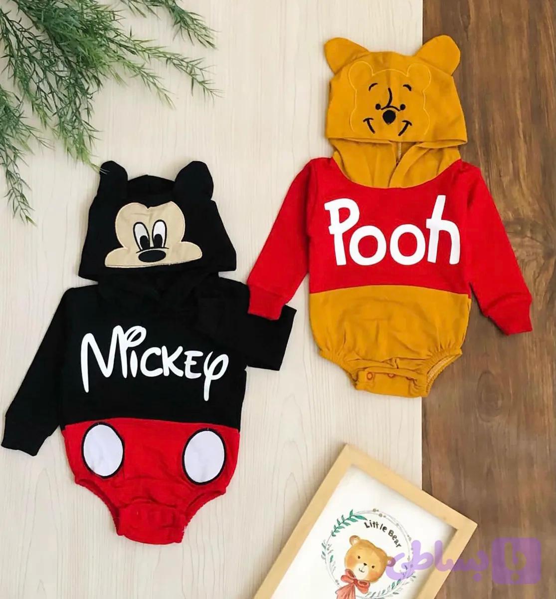 هودی بادی کلاهدار مدل میکی و پو برند Murat Baby کد H805 — تصویر 1