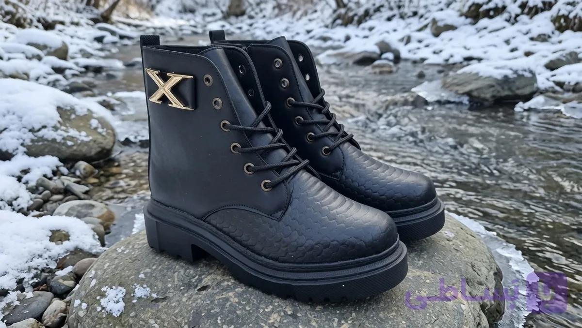بوت زنانه طرح X رنگ مشکی