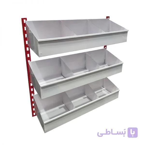 ست قفسه سوپر مارکتی طرح جا حبوباتی پایه 2 متری 4 طبقه سایز 30*95