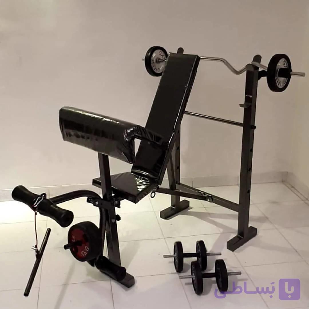 دستگاه بدنسازی ۸ کاره پروفیل صنعتی 50/50 عرض 70 وزنه دمبل هالتر