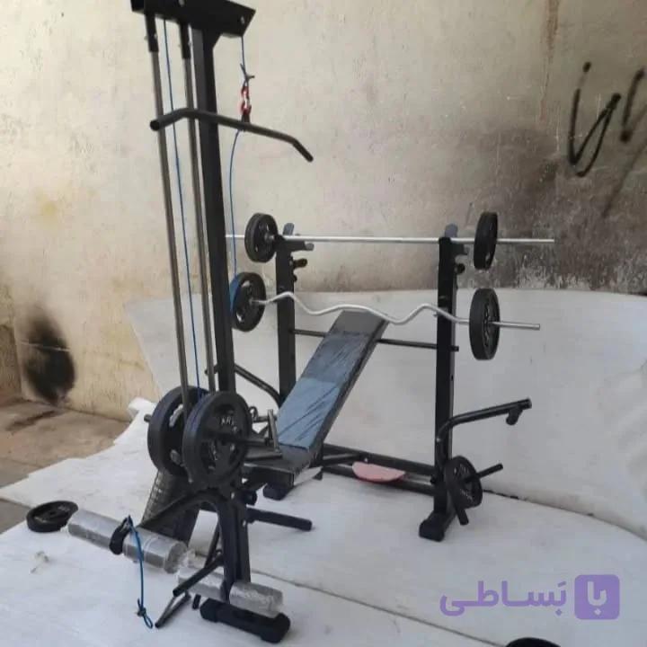 دستگاه بدنسازی ۵۲ کاره پروفیل ۶۰در۶۰  عرض 90 تاشو وزنه دمبل هالتر  وزنه