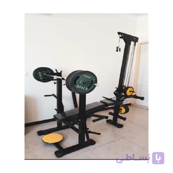 دستگاه بدنسازی ۵۲ کاره تاشو پک کامل همراه ست وزنه هالتر