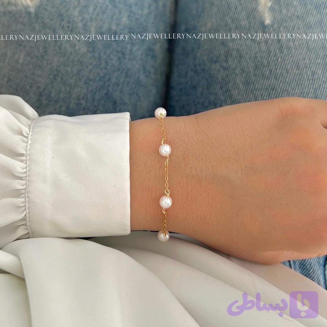 دستبند زنجیری مرواریدی ژوپینگ — تصویر 1