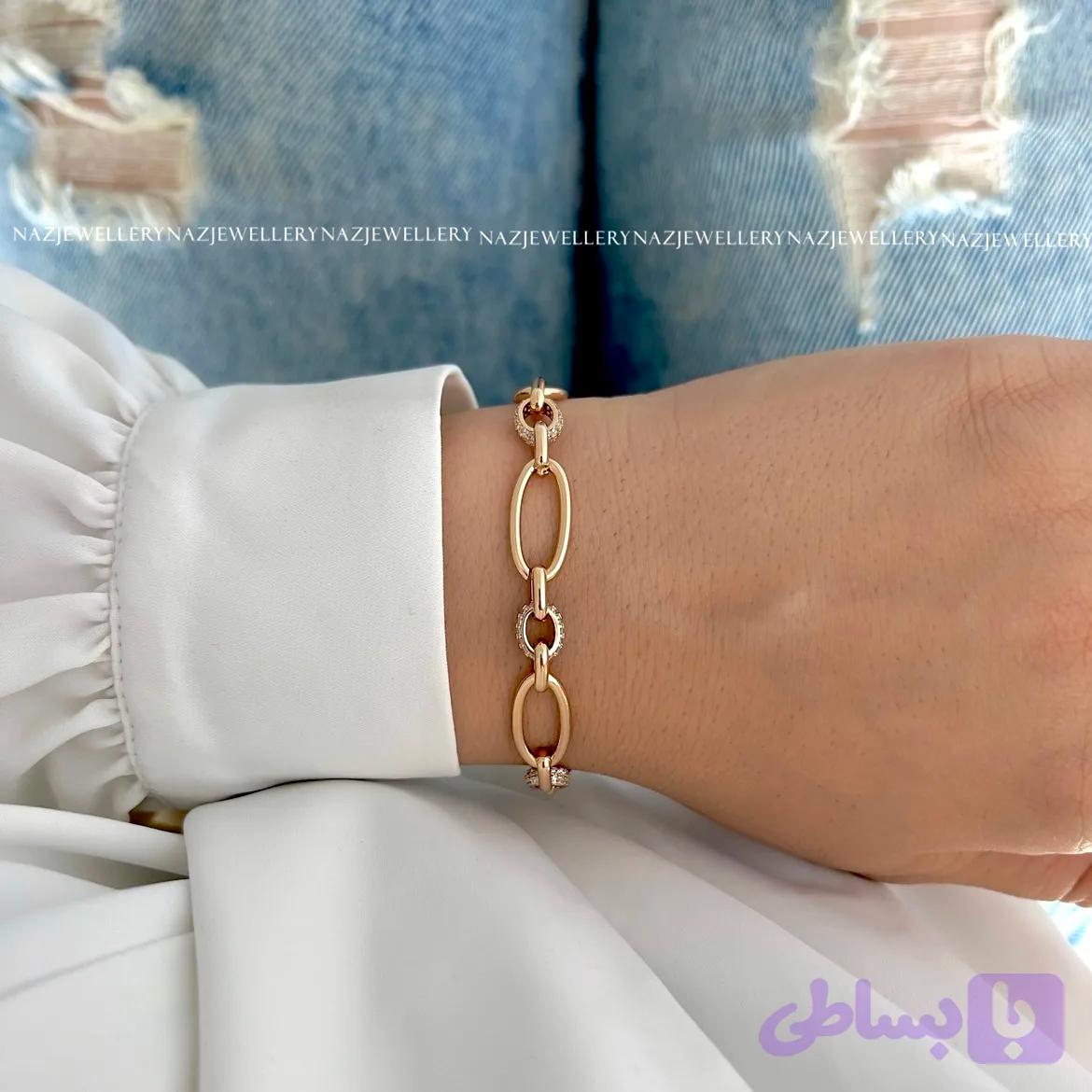 دستبند زنجیری نگین دار ژوپینگ — تصویر 1