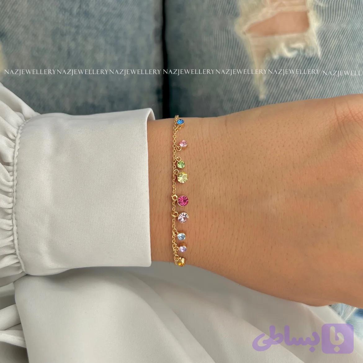 دستبند آویز نگین رنگی ژوپینگ — تصویر 1