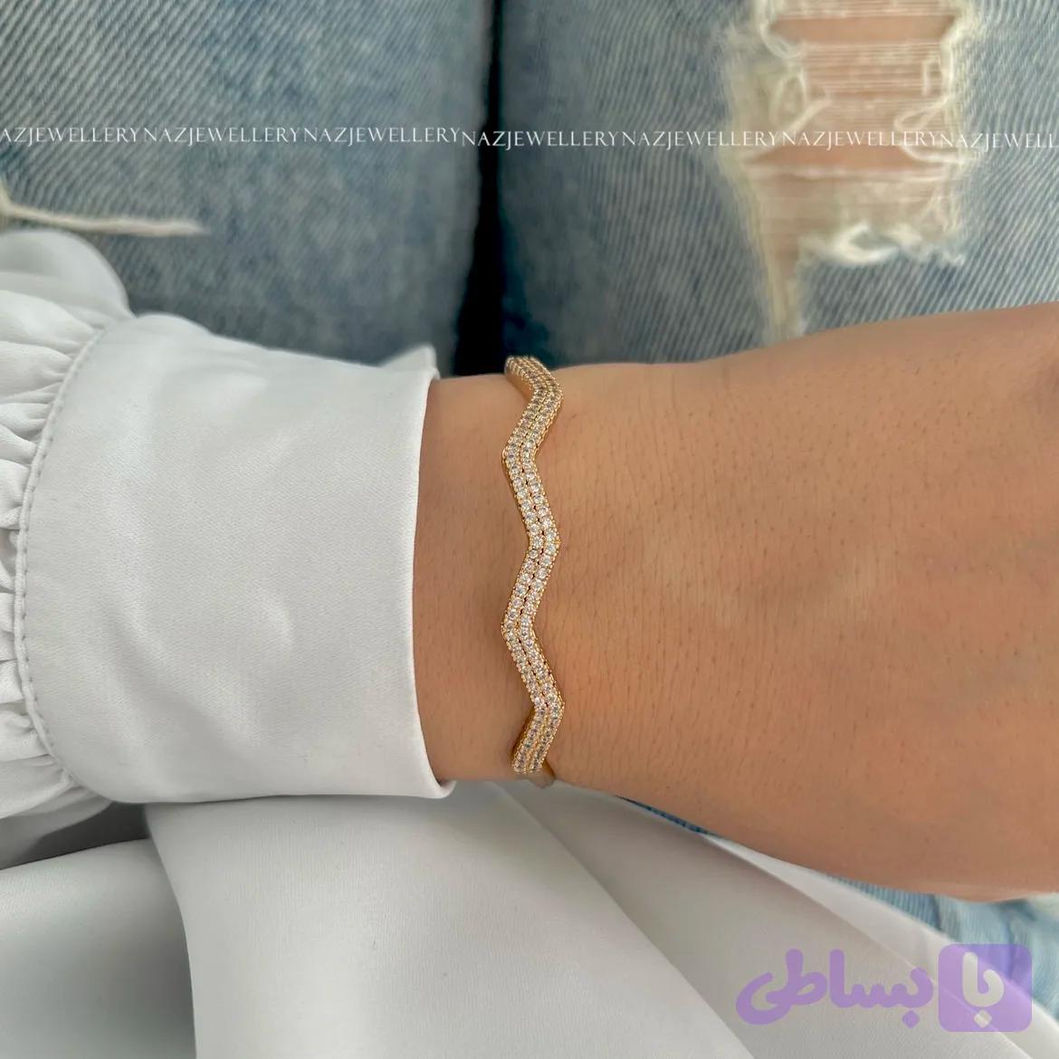 دستبند زیگزاگ نگینی ژوپینگ — تصویر 1