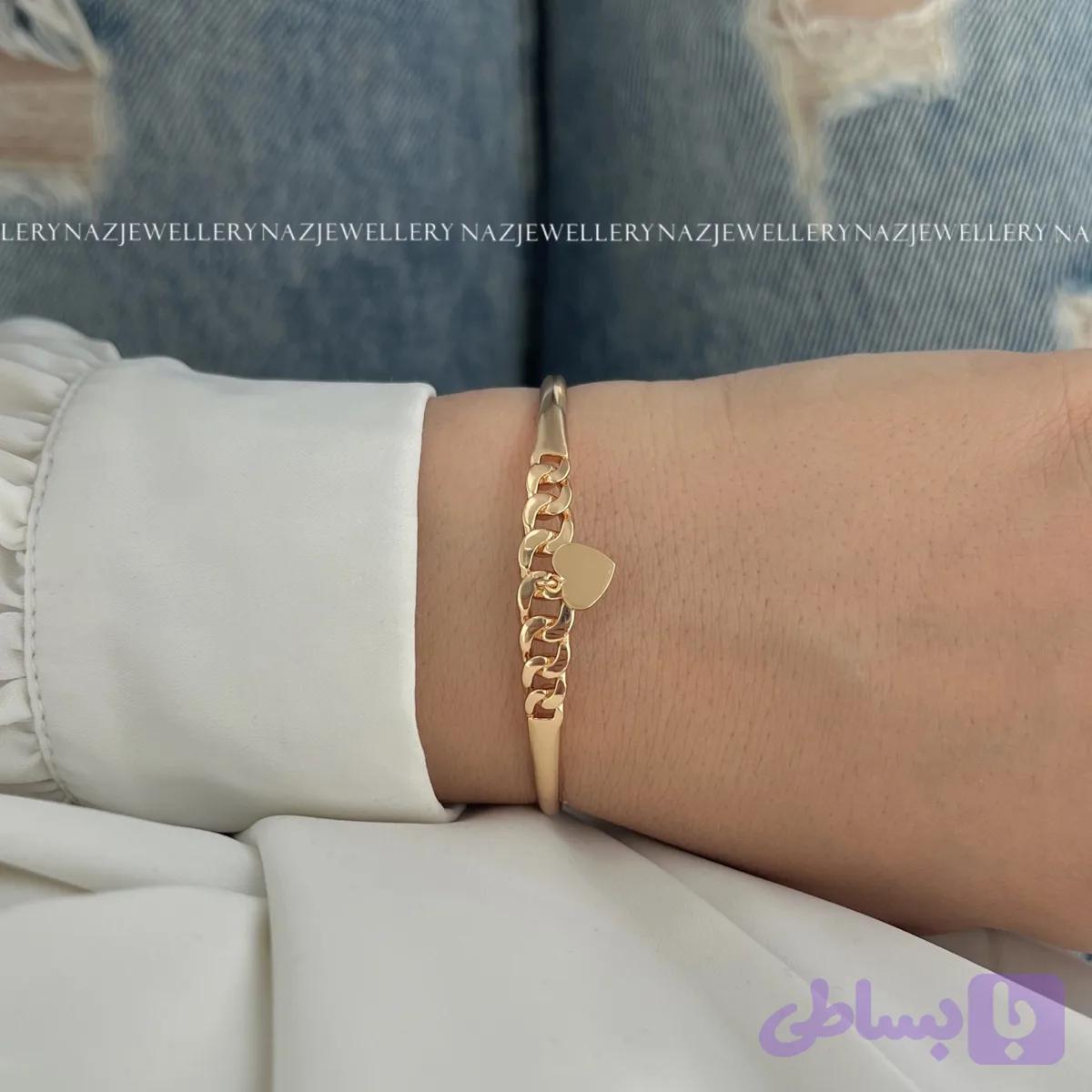 دستبند النگویی آویز قلب ژوپینگ — تصویر 1