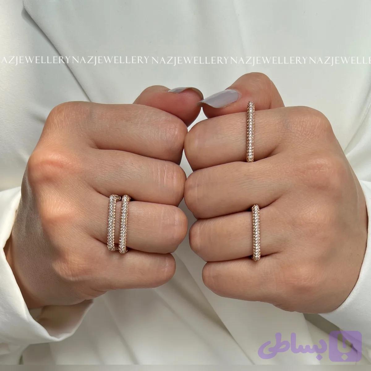 انگشتر خطی نگین دار ژوپینگ (کد SA6JG) — تصویر 1