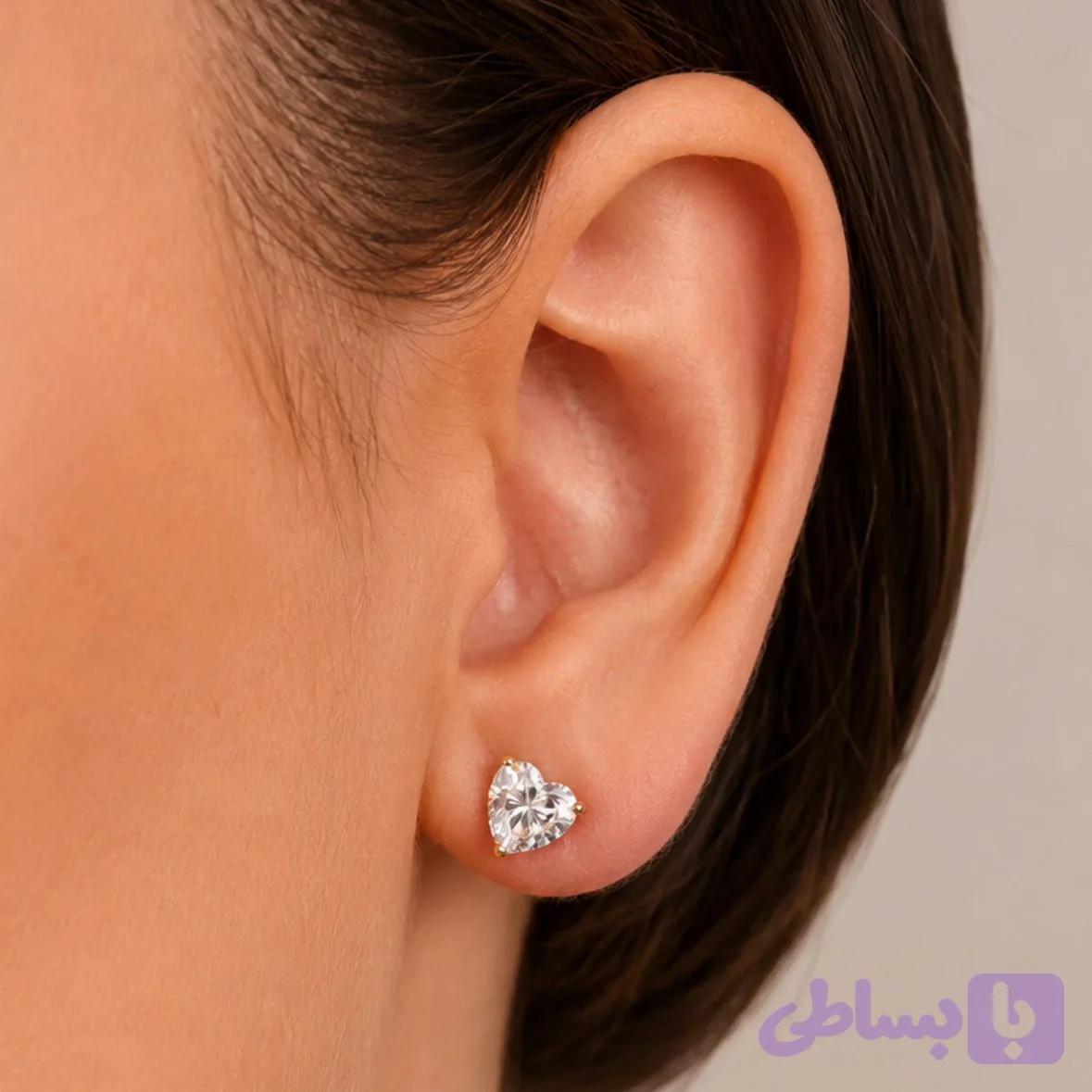 گوشواره قلب نگینی ژوپینگ (کد W5OEL)