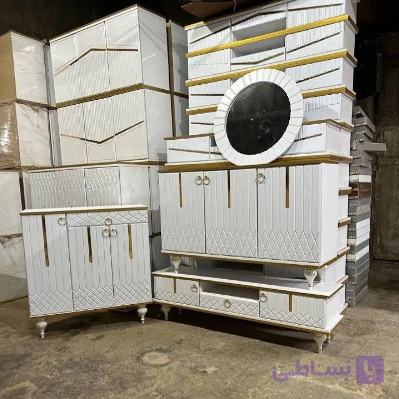 آینه کنسول میز تی وی جاکفشی مدل پایین لوزی خطی در تنوع رنگ بندی