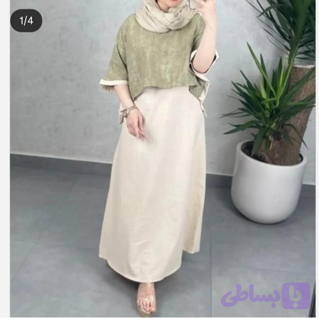 ست مانتو ۲تیکه سارافون و رویه زنانه لینن