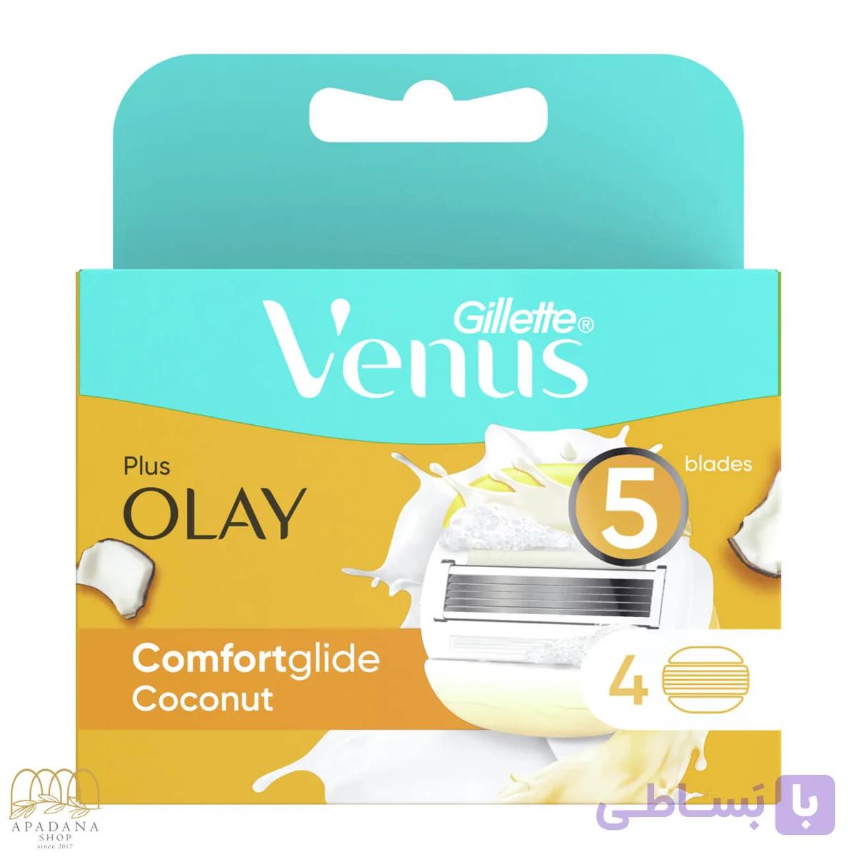 تیغ یدک خودتراش زنانه ژیلت ونوس مدل Olay Plus بسته 4 عددی — تصویر 1