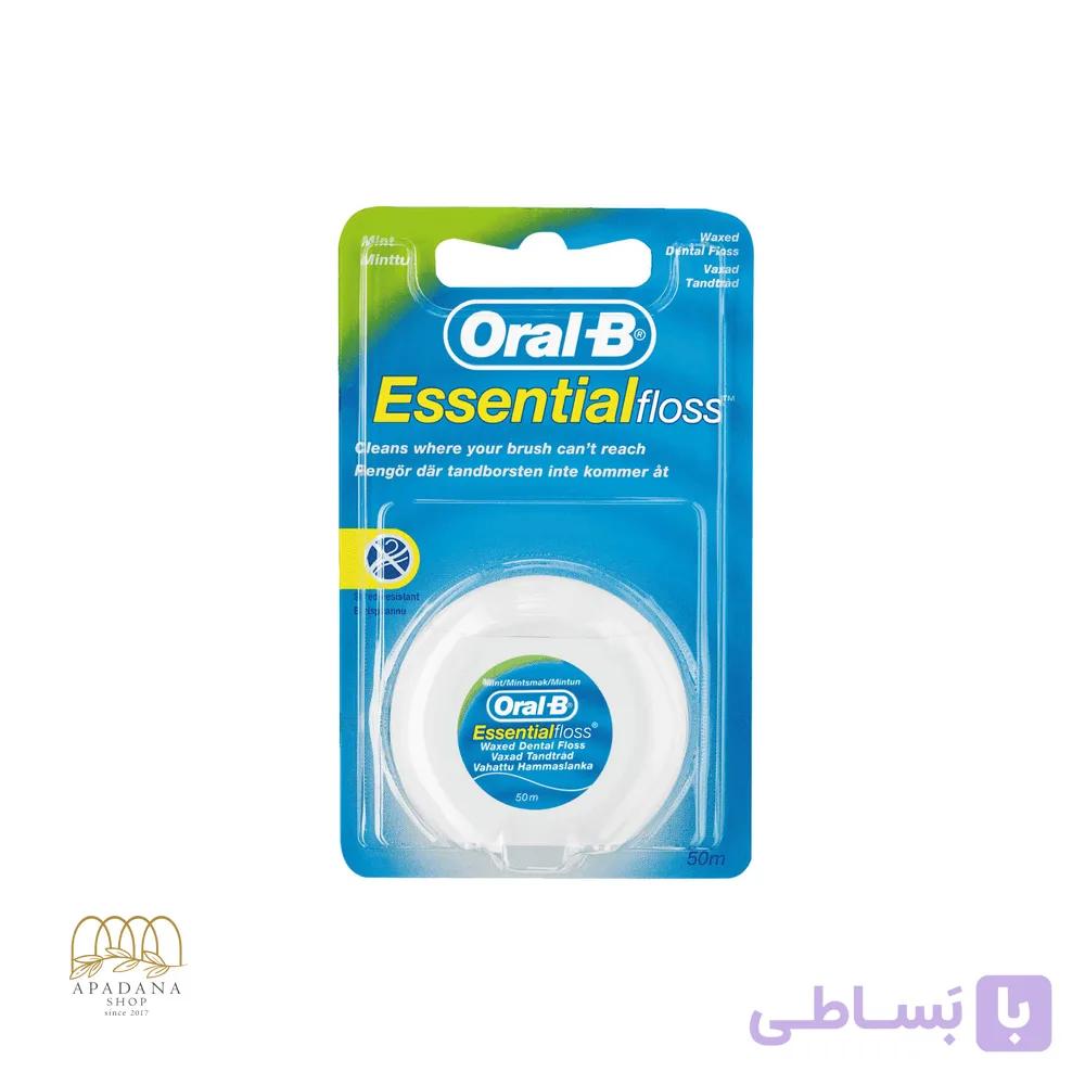 نخ دندان نعنایی اورال بی مدل Essential floss طول 50 متر