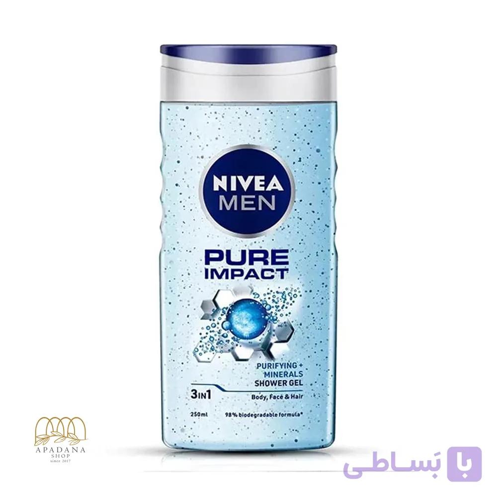 ژل شستشوی سر و بدن مردانه نیوآ مدل Pure Impact حجم 250 میل — تصویر 1