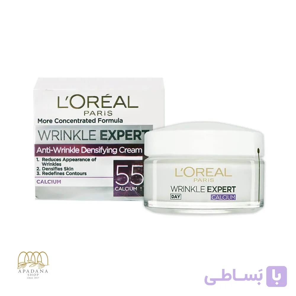 کرم روز تخصصی ضد چروک و ضد پیری 55+ سال لورال مدل Wrinkle Expert Calcium