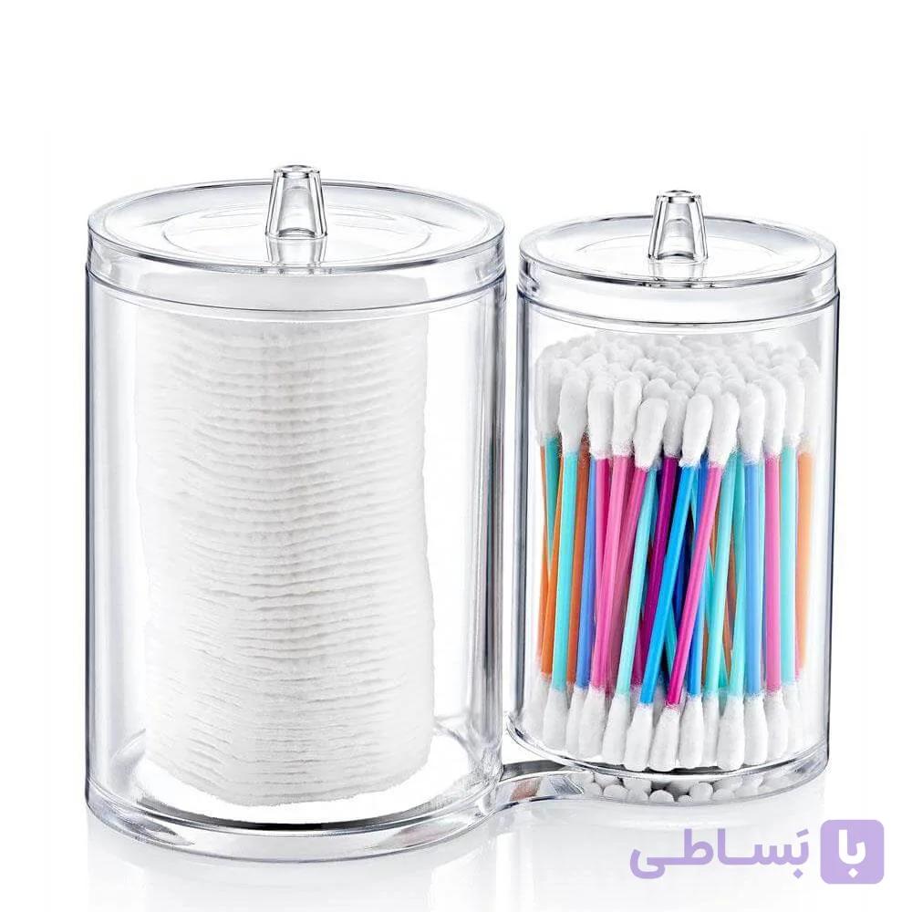 ست استند 2 تکه ارگانایزر اکلیپس شامل نگهداری پد آرایشی و گوش پاک کن — تصویر 1