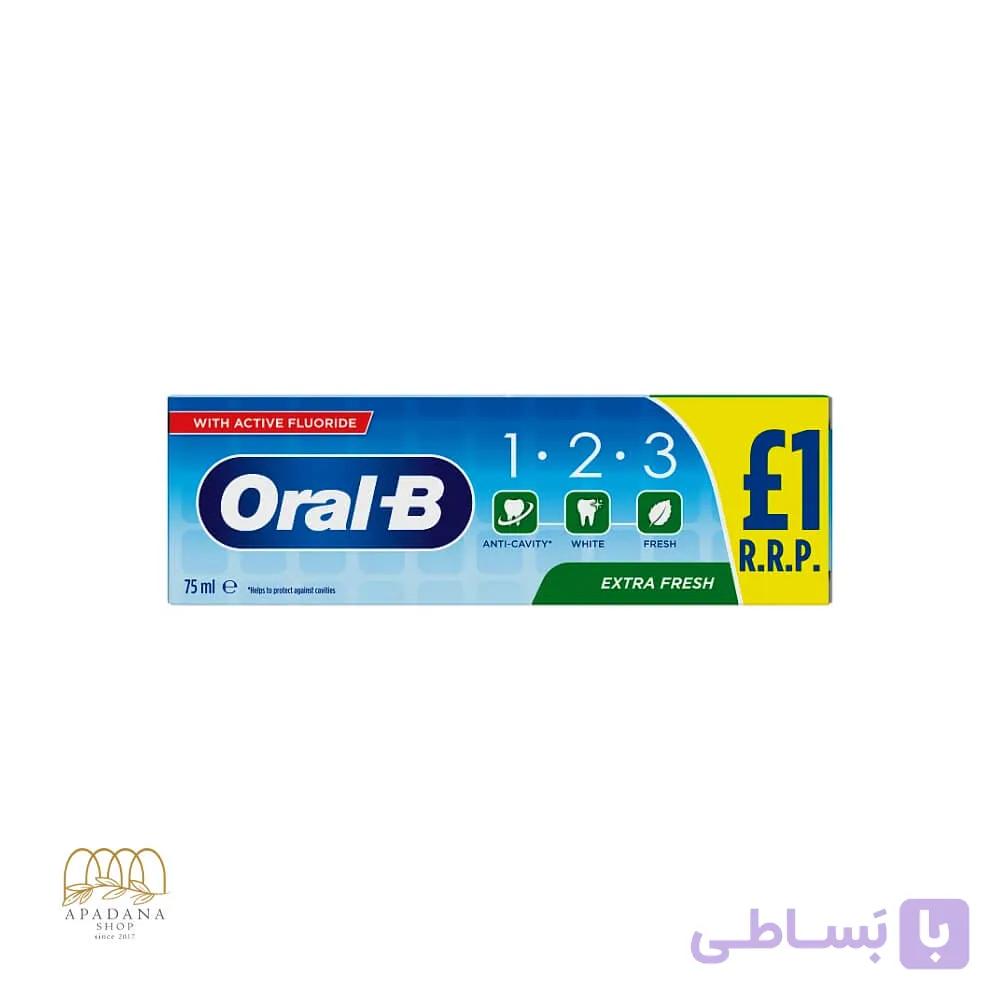خمیر دندان 1.2.3 اورال بی با رایحه طراوت بخش 75 میل
