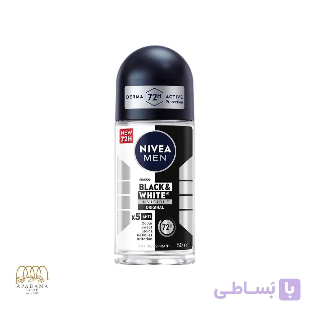 مام رول دئودورانت مردانه نیوآ مدل Invisible Black And White حجم 50 ميل — تصویر 1