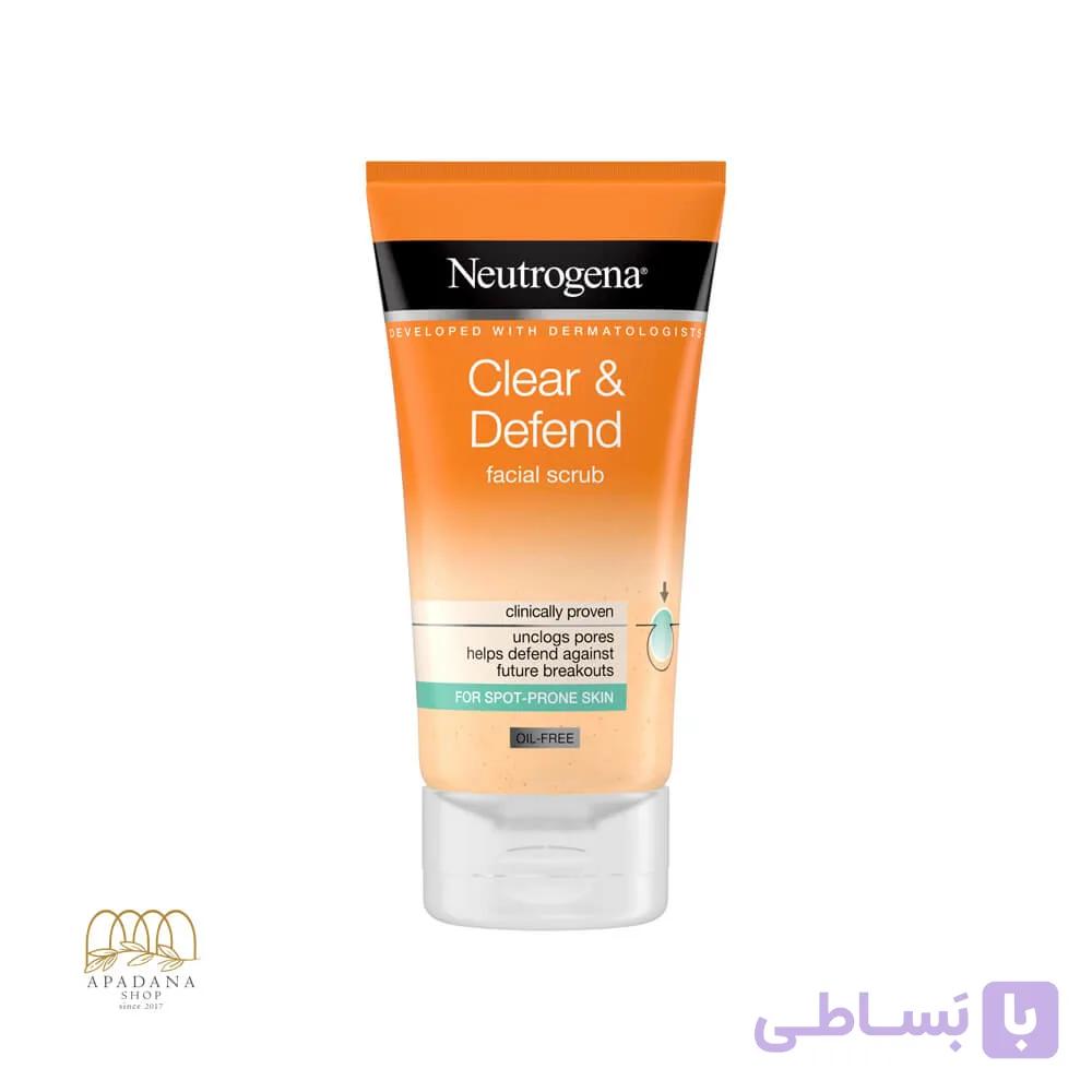 اسکراب صورت ضد جوش نوتروژینا مدل Clear & Defend حجم 150 میل — تصویر 1