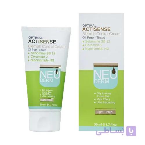 کرم ضد جوش اکتی سنس رنگی نئودرم مدل Actisense حجم 50 میل – بژ روشن — تصویر 1