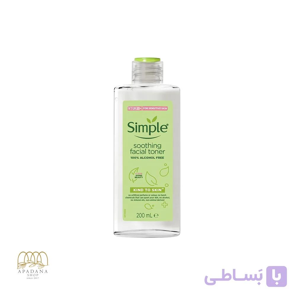 تونر سیمپل مدل Soothing Facial Toner Kind to Skin حجم 200 میل — تصویر 1