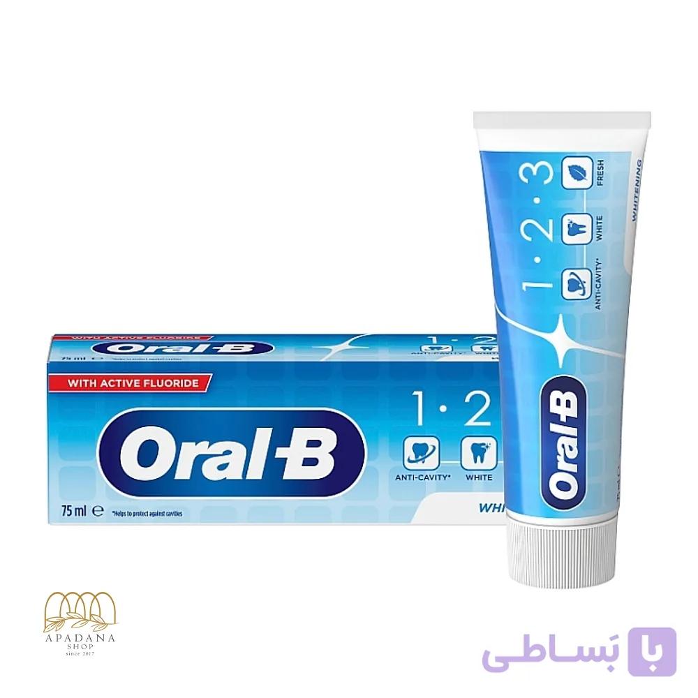 خمیر دندان سفیدکننده روزانه اورال بی 1.2.3 Whitening حجم 75 میل