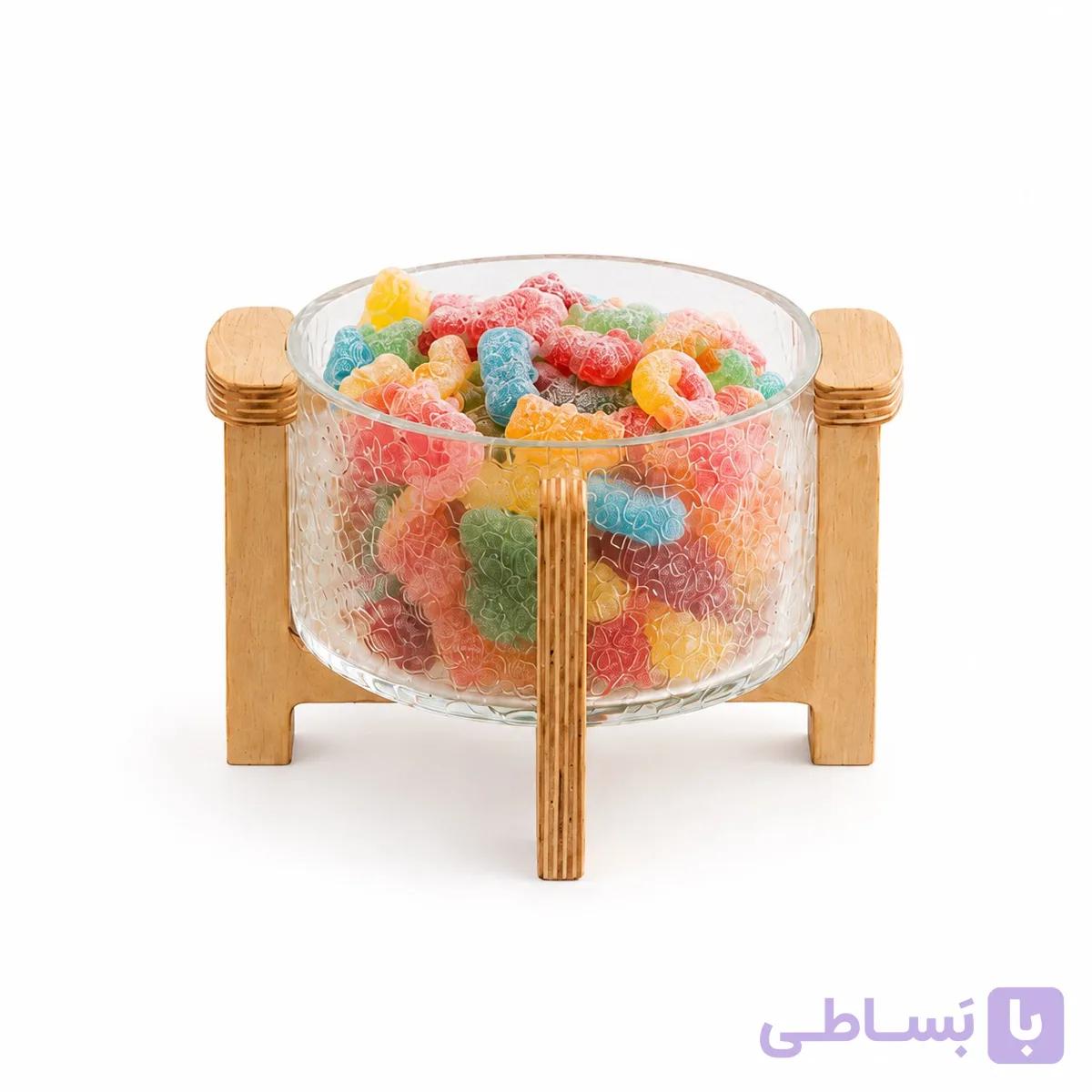 تنقلات‌خوری پایه چوبی گرد آبگز — تصویر 1