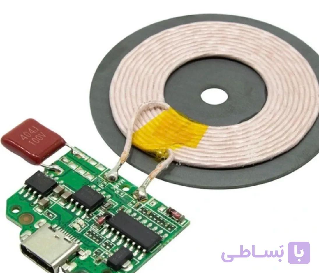 ماژول شارژر وایرلس 15W با ورودی Type-C به همراه صفحه کویل شارژ