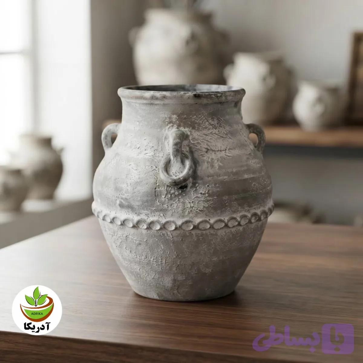 گلدان سفالی پتینه کاری 30 سانتی