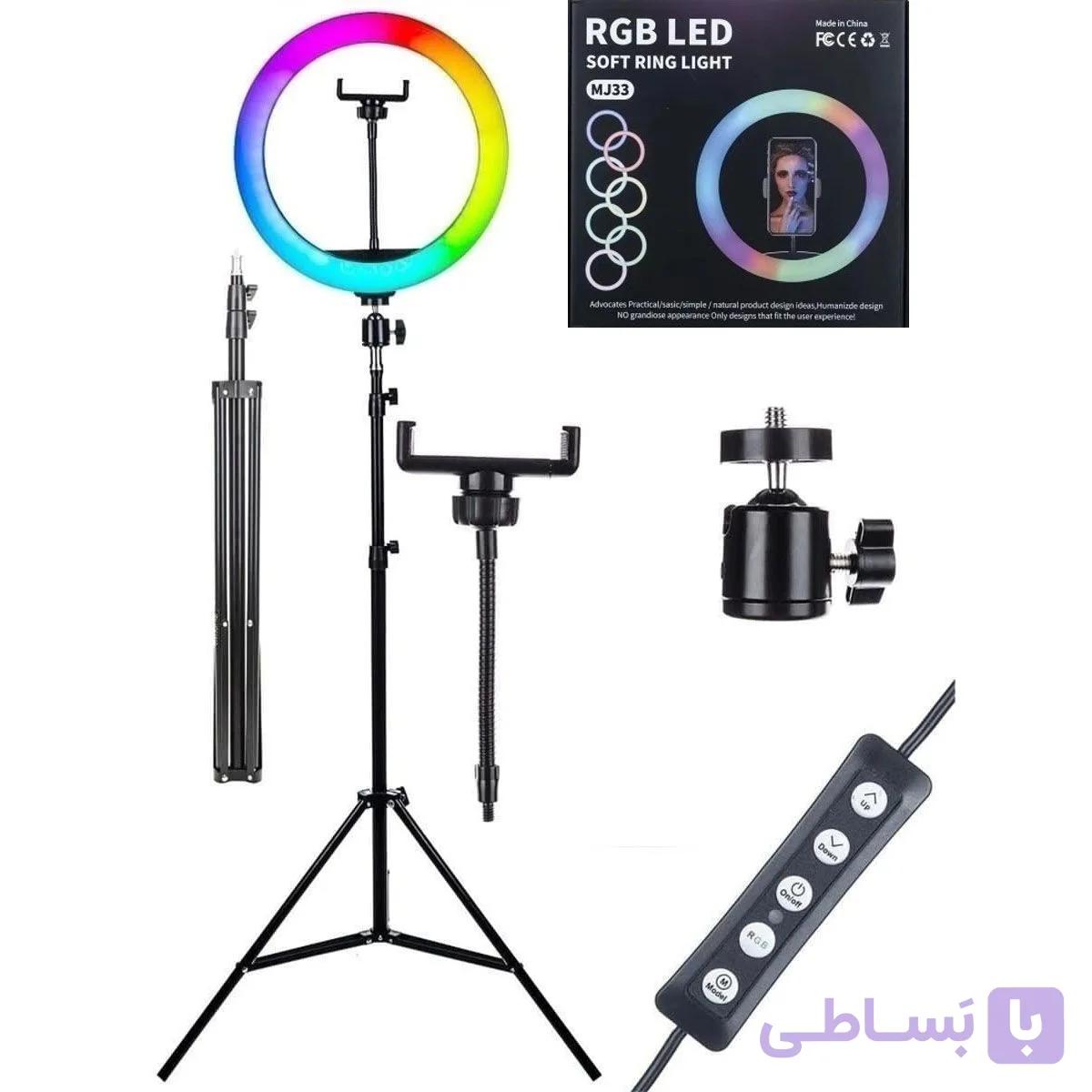 رینگ لایت MJ33-RGB با پایه قابل تنظیم تا 170 سانتیمتر — تصویر 1