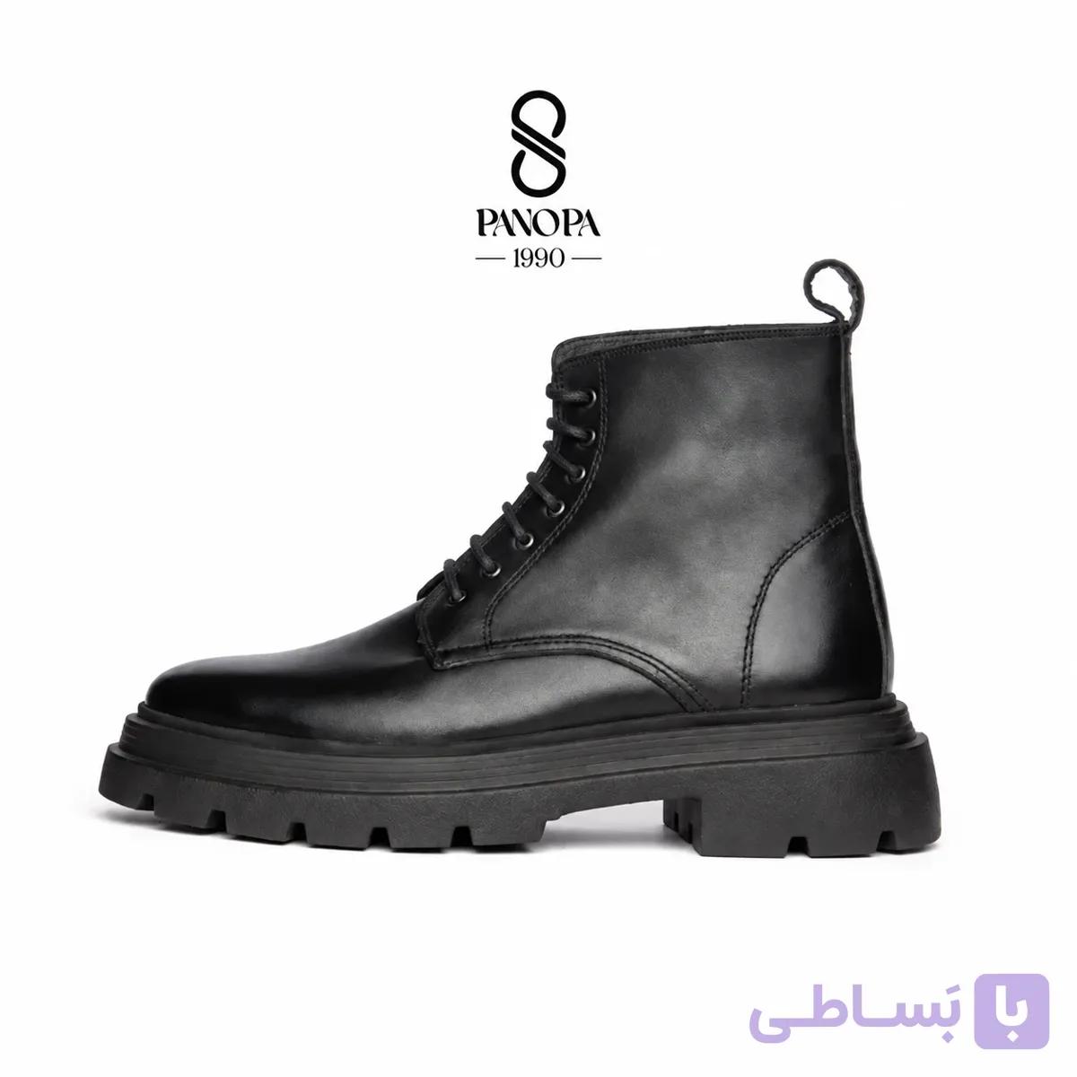 کفش نیم بوت بند دار چرم طبیعی کد 054 — تصویر 1