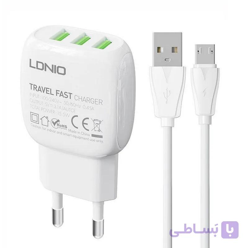 شارژر دیواری 15.5 وات الدینیو مدل A3315 به همراه کابل microUSB