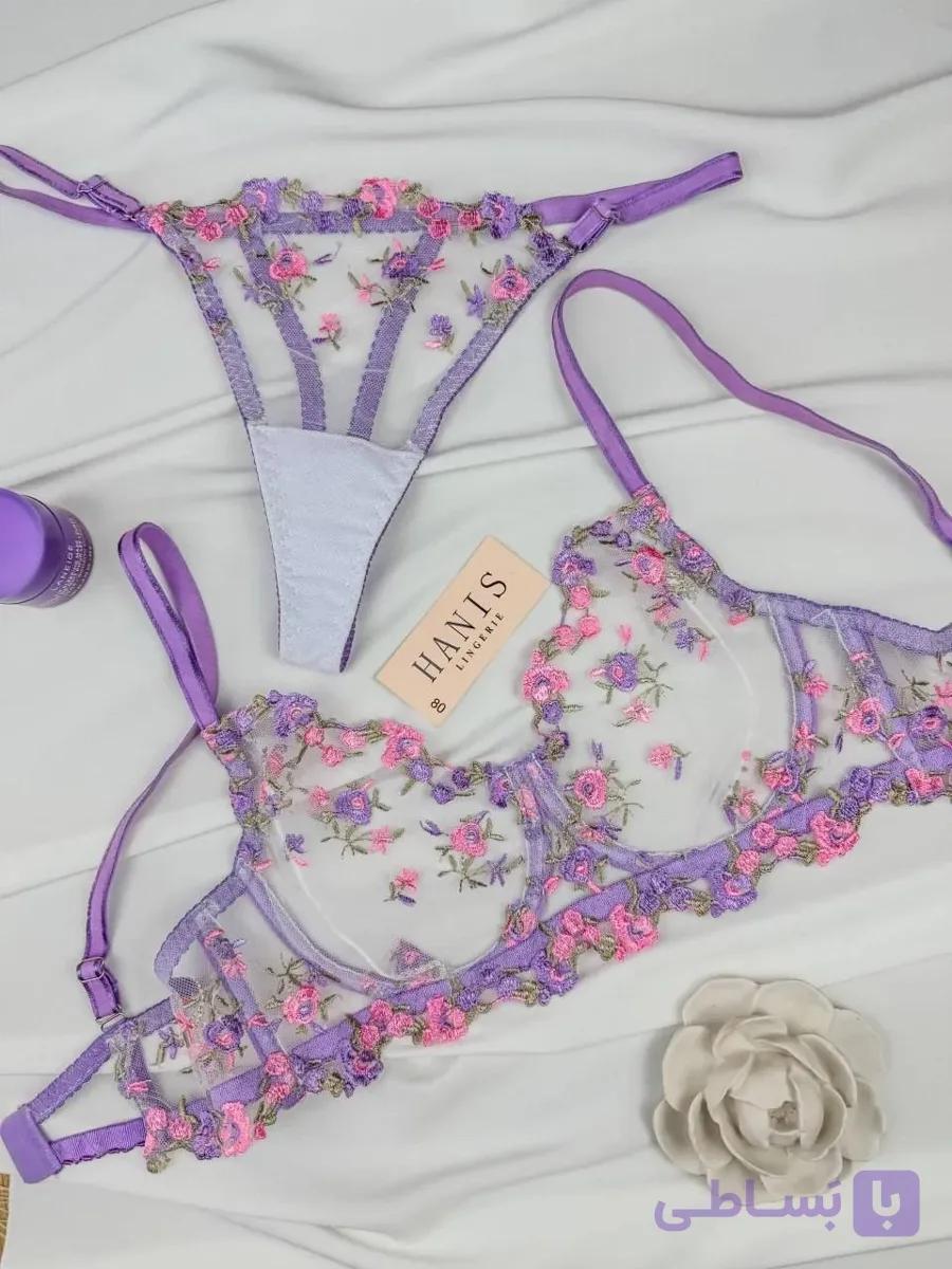 ست توری خانم گل بنفش – کد TS051 — تصویر 1