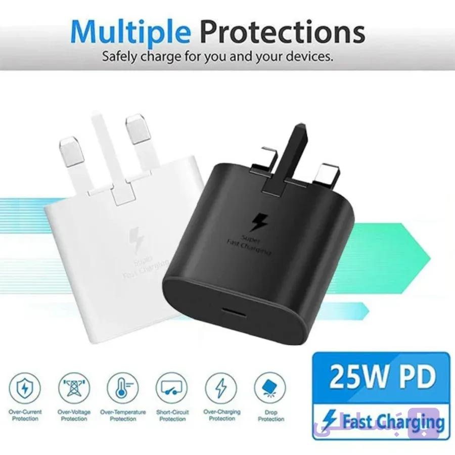 شارژر سامسونگ مدل EP-TA800 25W سه پین اصل+یک سال گارانتی شرکتی — تصویر 1