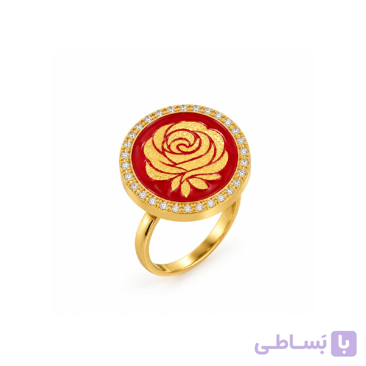 انگشتر گرد عقیق سرخ رز گلد — تصویر 1