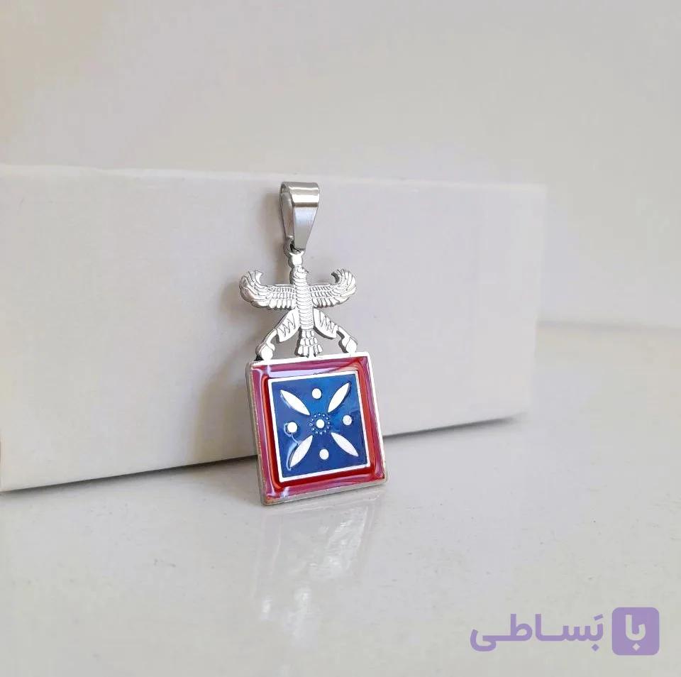 پلاک درفش کاویانی استیل مردانه نقره‌ای