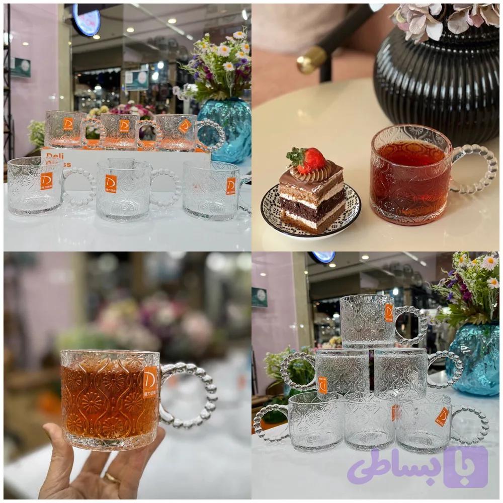 لیوان دلی deliدسته مرواریدی مدل روما وارداتی