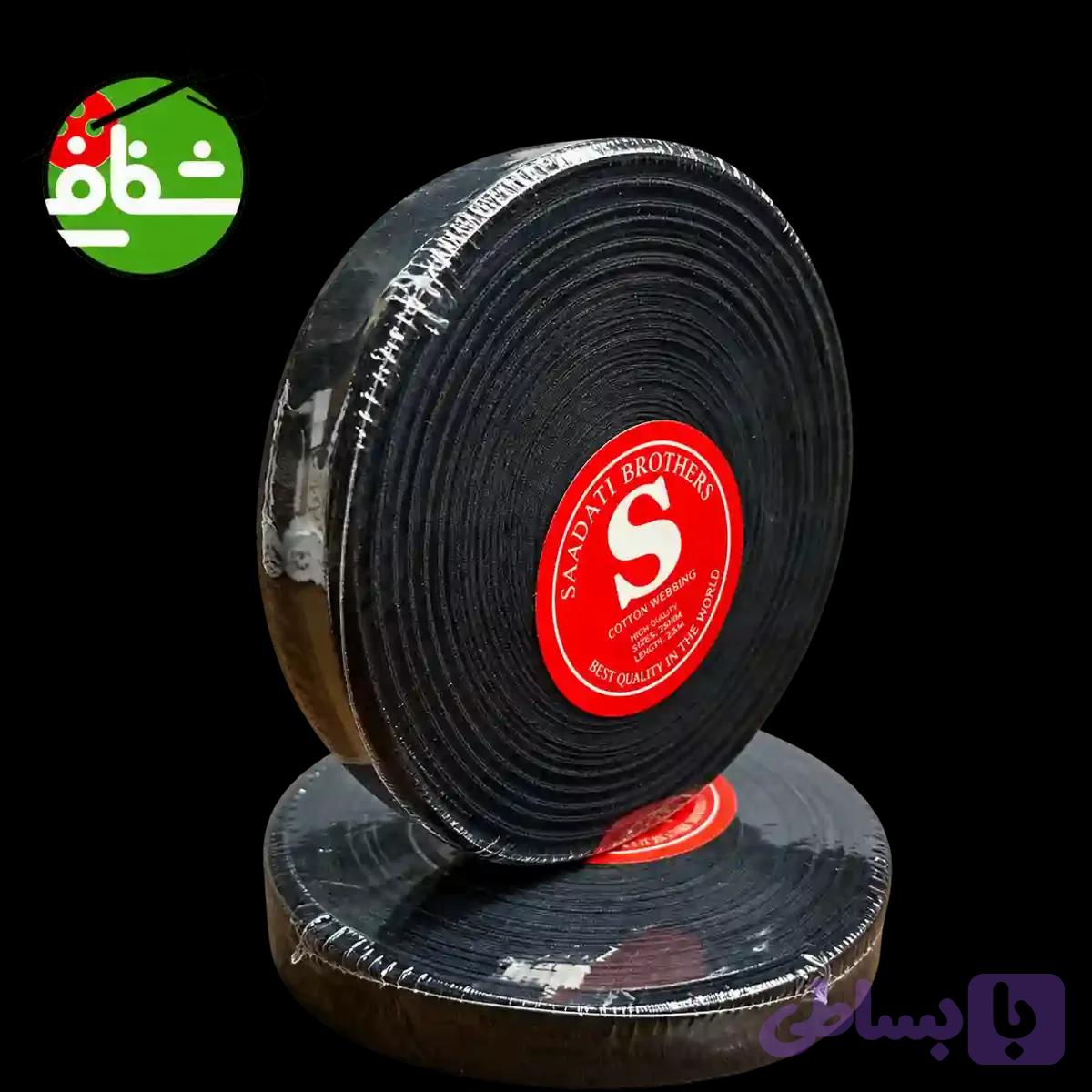 نوار اریب کتان ۲۵ یاردی مشکی — تصویر 1