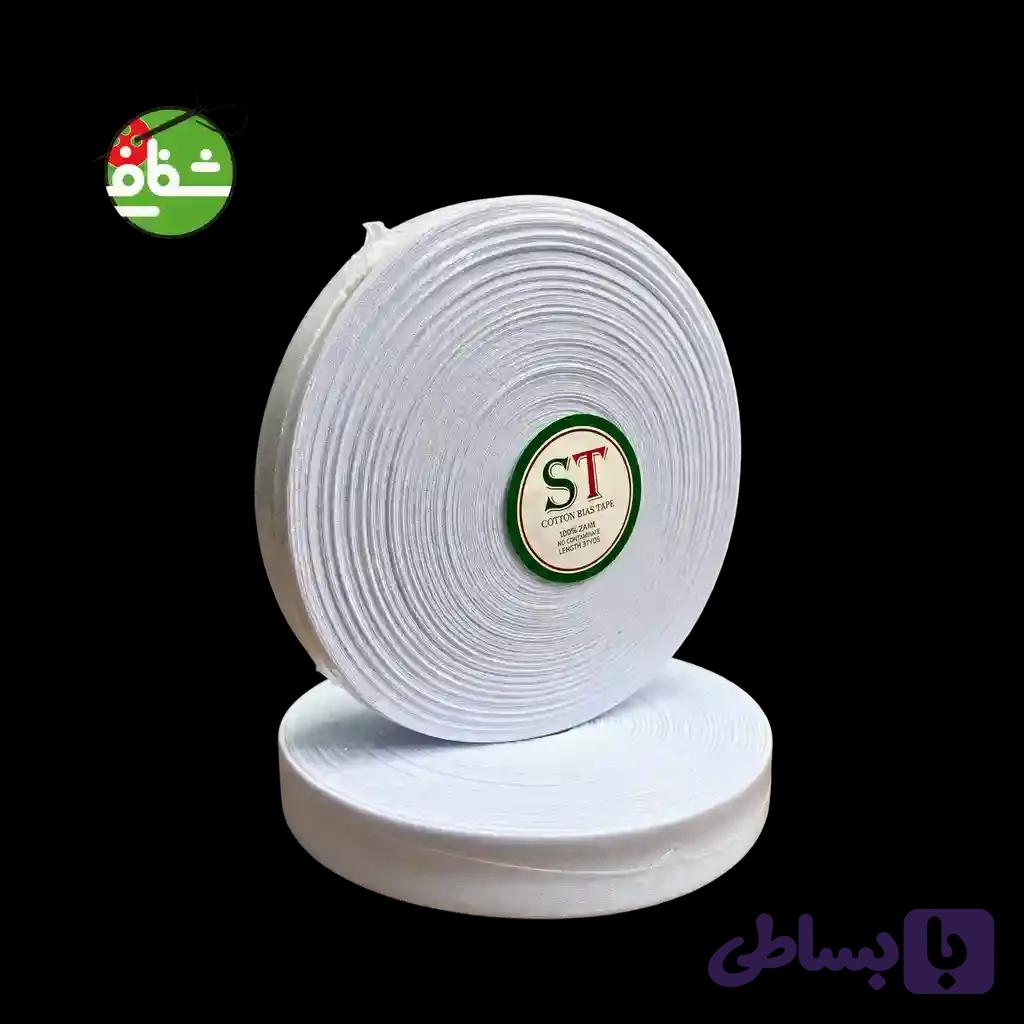 نوار اریب کتان ۲۵ یاردی سفید — تصویر 1