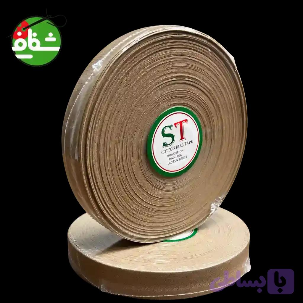 نوار اریب کتان ۲۵ یاردی شکلاتی — تصویر 1
