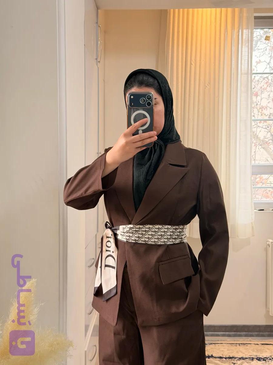 ست کت وشلوار زنانه دیور همراه با کمربند