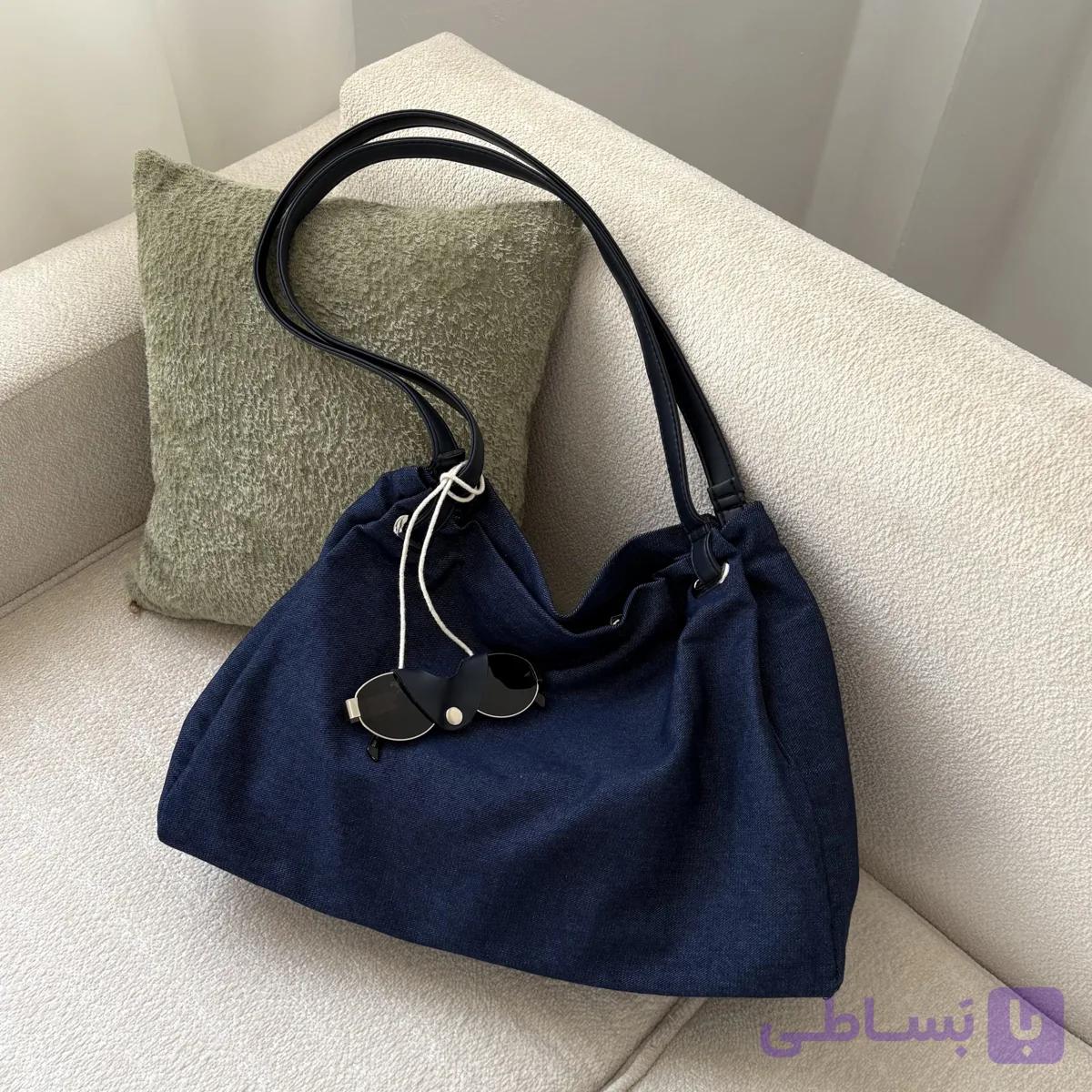 کیف دوشی دخترانه کتان مدل گلاره کد 0228 — تصویر 1