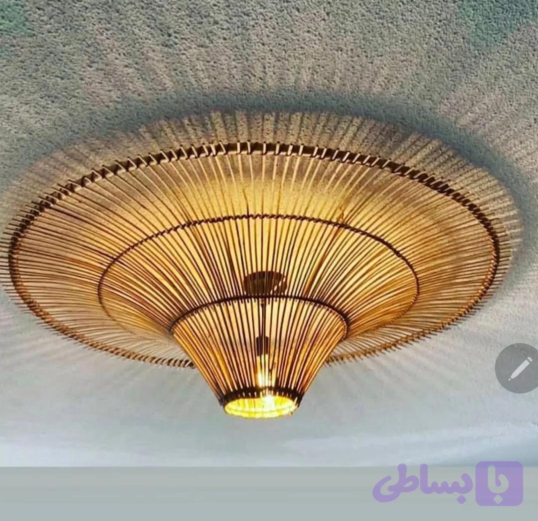 لوستر نیلوفری حصیری