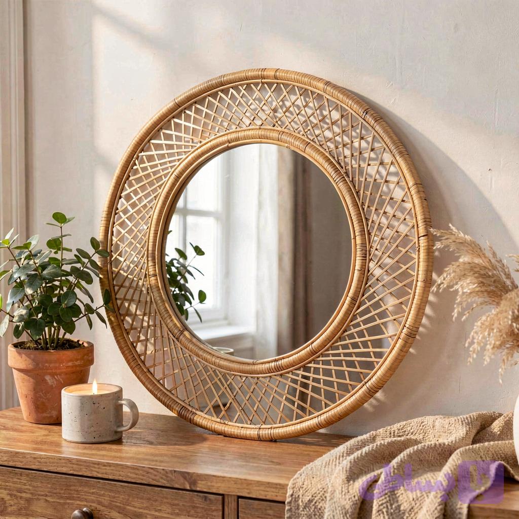 قاب آینه گرد پرکار حصیری