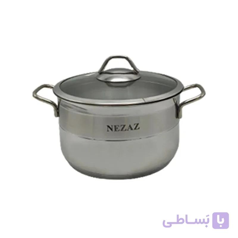 قابلمه تک نزاز NEZAZ استیل سایز 32 دسته چوب کف چدن کد 1032