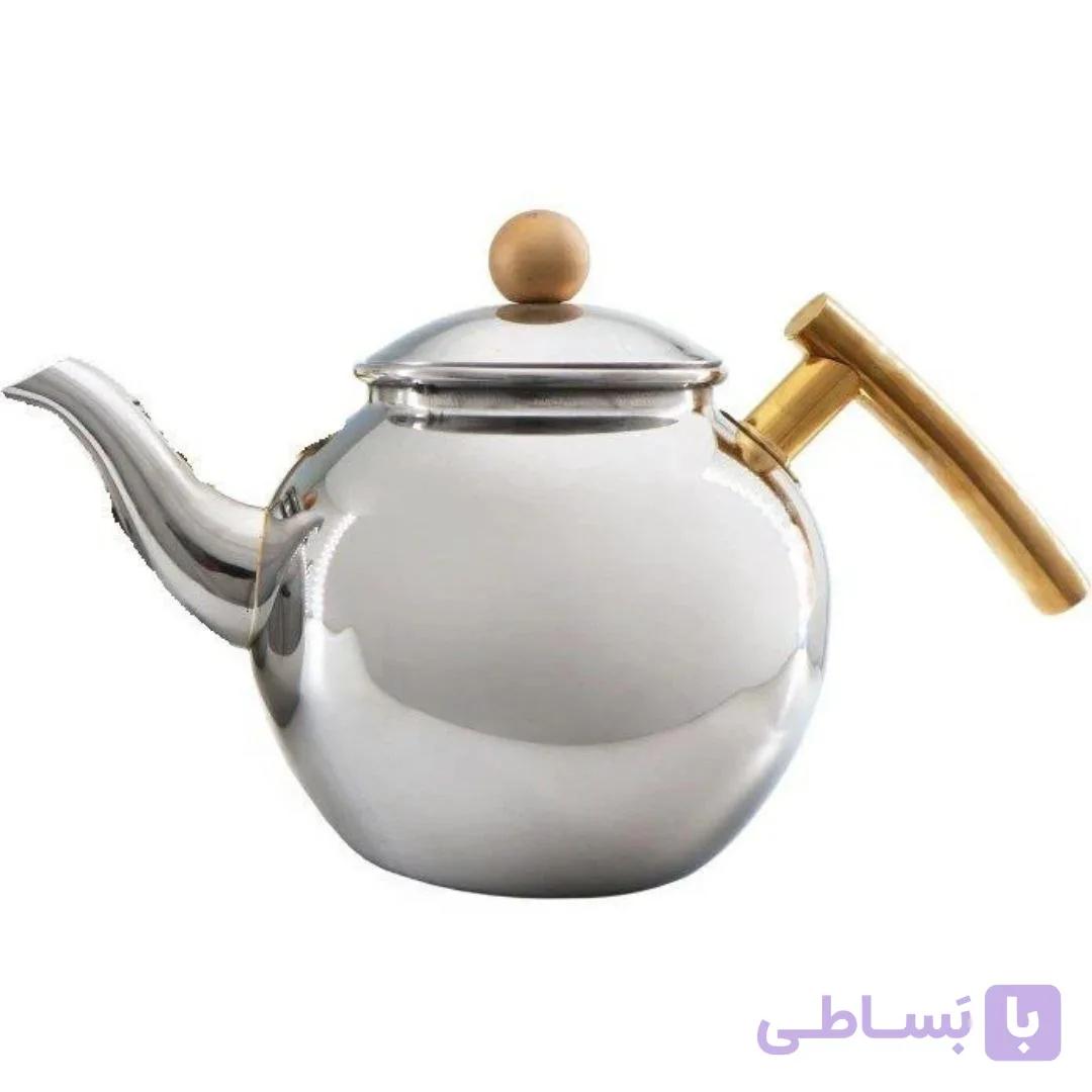 قوری نزاز NEZAZ خمره ای استیل نیم لیتر دسته طلا کد 1100 — تصویر 1