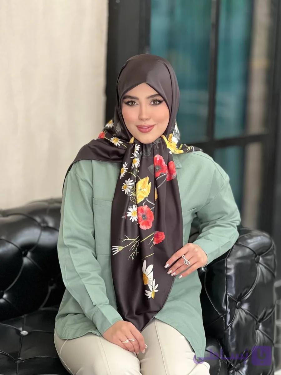 روسری ابریشم ایپک گل دار سایز 125 کد354 — تصویر 1